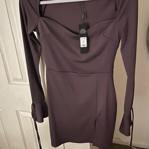 Fashion Nova Elegant Long Sleeve Dress in Plum